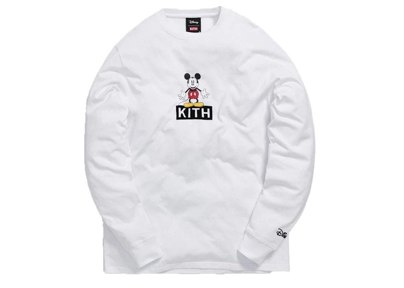Kith x Disney 30s Mickey Standing Classic Logo L/S Tee White