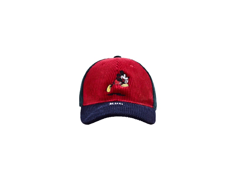 Kith x Disney Colorblocked Corduroy Mickey Cap Red