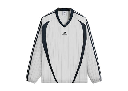 Kith x adidas Football Pinstripe Long Sleeve V-Neck Jersey White