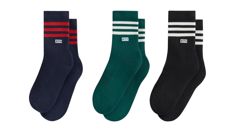 Kith x adidas Football Socks (Set of 3) Blue/Black/Green