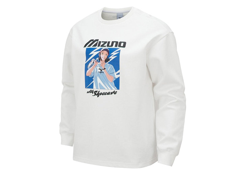 Mizuno x Shoecave L/S T-shirt White