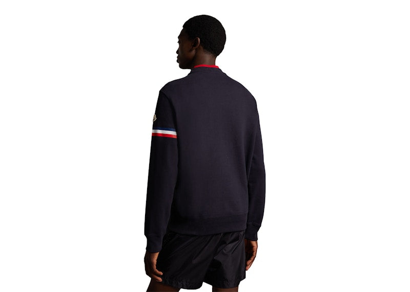 Moncler Embossed Rubberized Logo Lettering Sweatshirt Navy Blue