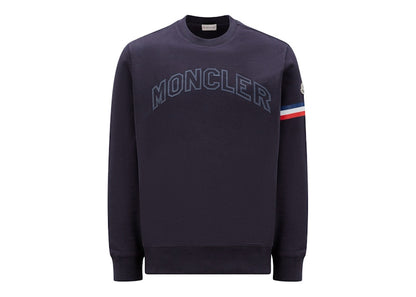 Moncler Embossed Rubberized Logo Lettering Sweatshirt Navy Blue
