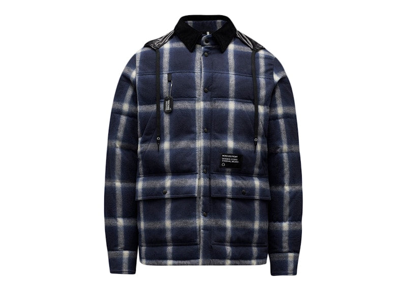 Moncler FRGMT Hiroshi Fujiwara Morany Hooded Checked Over Shirt Navy/White/Black