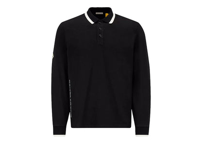 Moncler Hiroshi Fujiwara x Fragment Logo Long Sleeve Polo Shirt Black