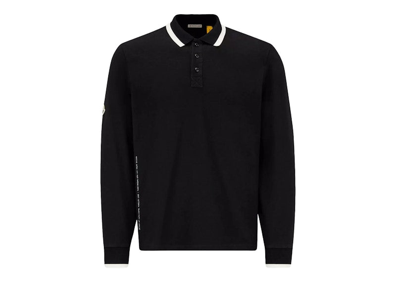 Moncler Hiroshi Fujiwara x Fragment Logo Long Sleeve Polo Shirt Black