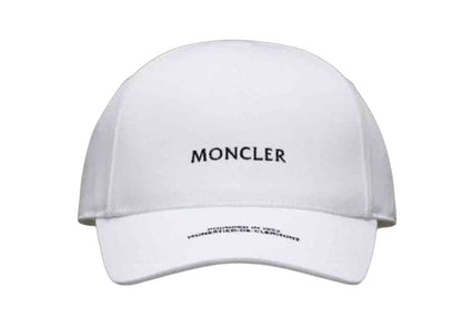 Moncler Logo Embroidered Baseball Cap Silk White