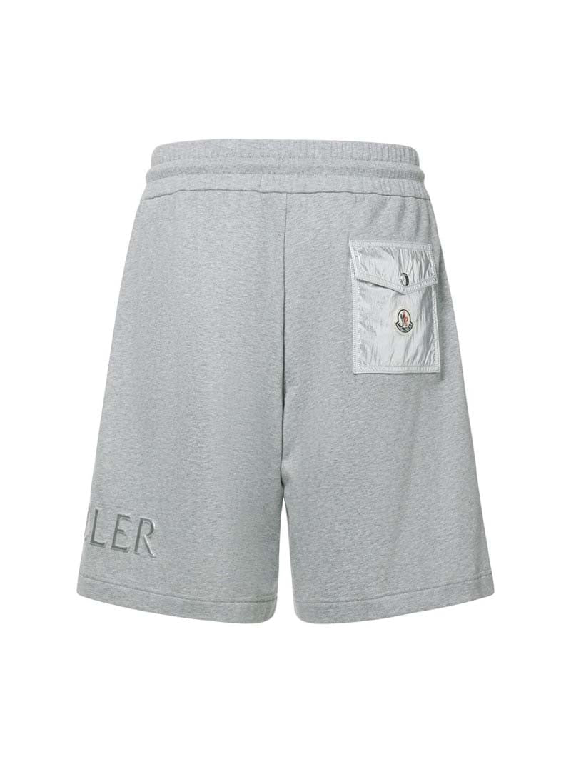 Moncler Logo Embroidered Drawstring Shorts Grey
