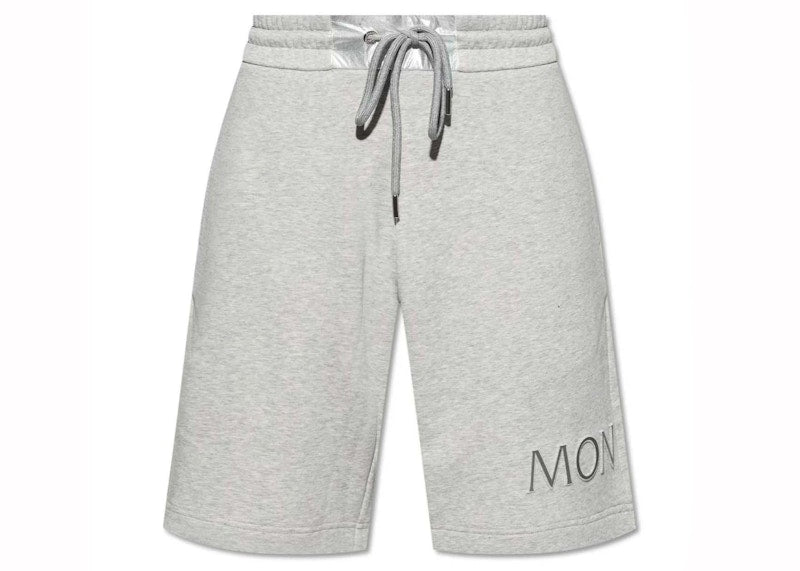 Moncler Logo Embroidered Drawstring Shorts Grey