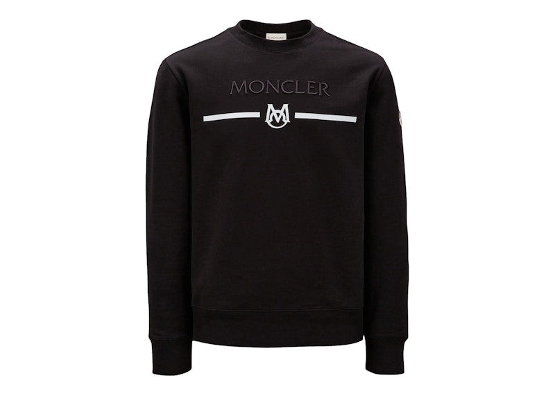 Moncler Logo Matte Monogram Accents Crewneck Sweatshirt Black