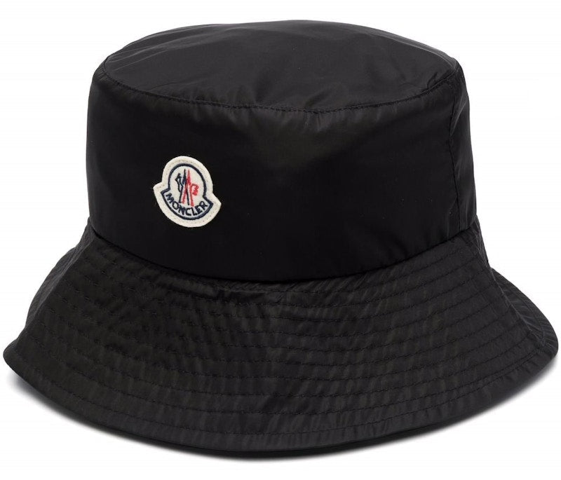Moncler Logo Patch Bucket Hat Black