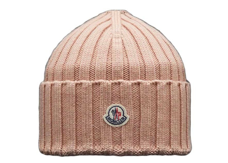 Moncler Ribbed Knit Beanie Light Pink