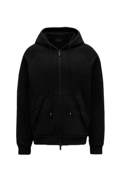 Moncler Sleeve Logo Full Zipped Hoodie Black