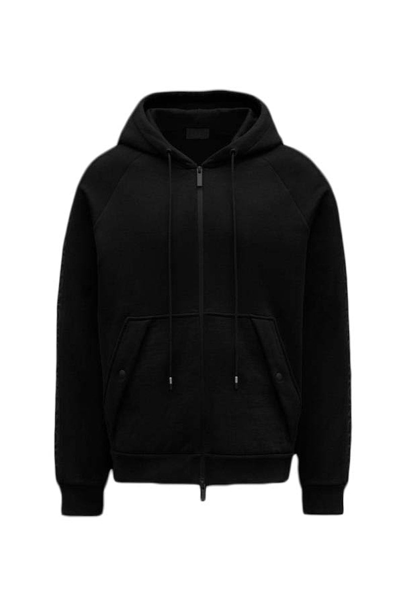 Moncler Sleeve Logo Full Zipped Hoodie Black