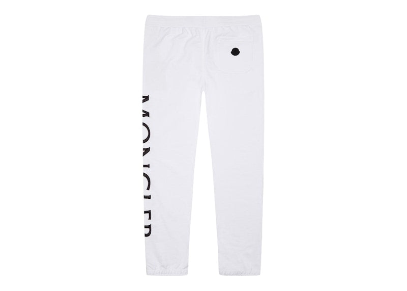 Moncler Split Embroidered Logo Sweatpants White