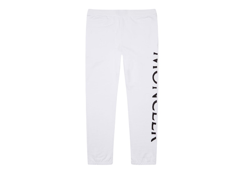 Moncler Split Embroidered Logo Sweatpants White