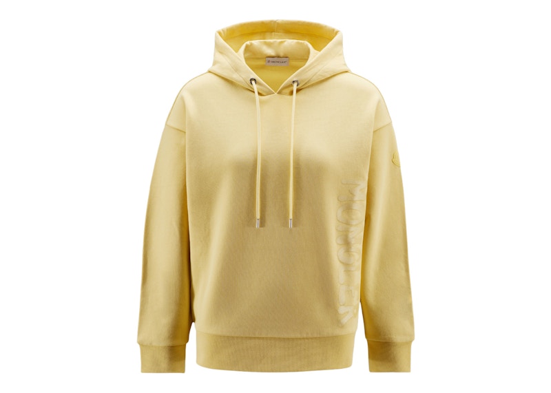 Moncler Women's Metallic Spray Effect Logo Print Hoodie Pale Yellow