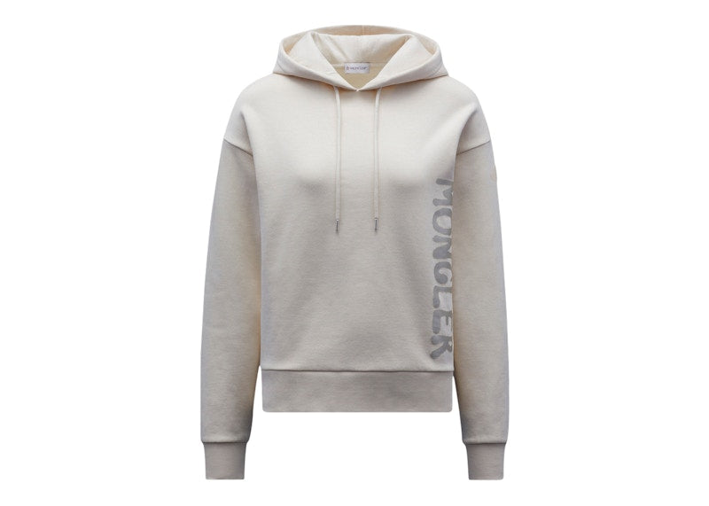 Moncler Women's Metallic Spray Effect Logo Print Hoodie Pearled Ivory