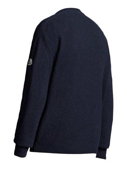 Moncler Wool and Cashmere Knit Sweater Ink Blue