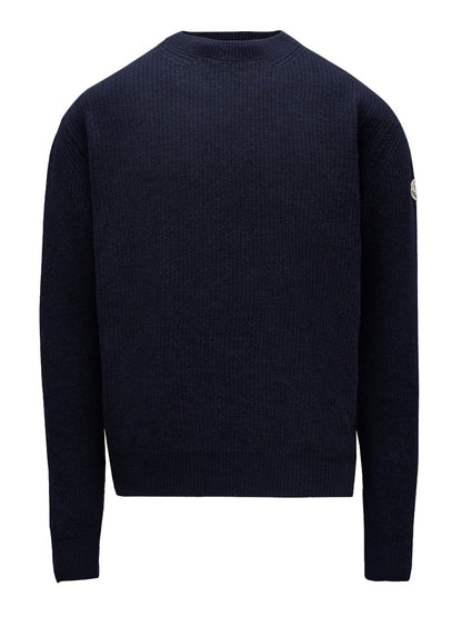 Moncler Wool and Cashmere Knit Sweater Ink Blue