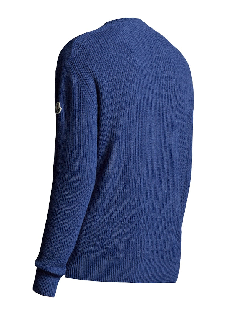 Moncler Wool and Cashmere Knit Sweater Navy Blue