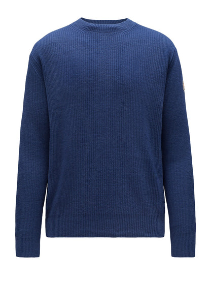 Moncler Wool and Cashmere Knit Sweater Navy Blue