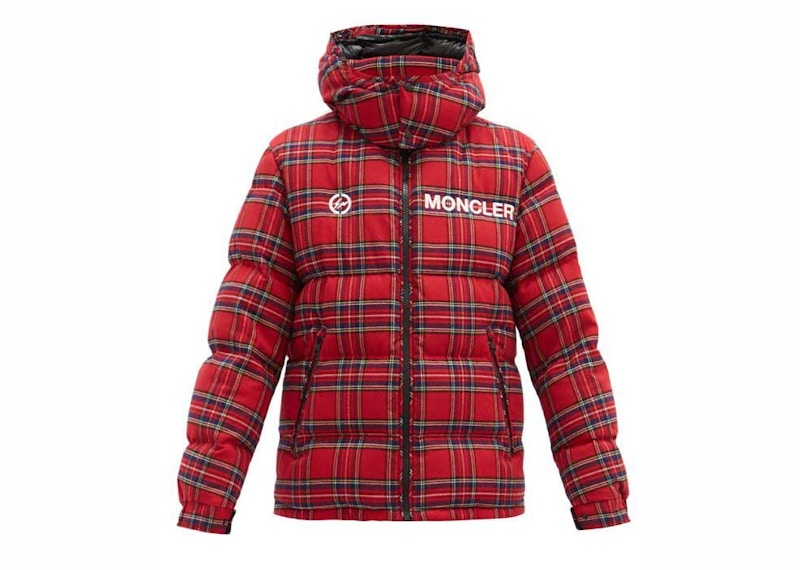 Moncler x Fragment Mayak Oversized Tartan-Flannel Quilted Down Jacket Red