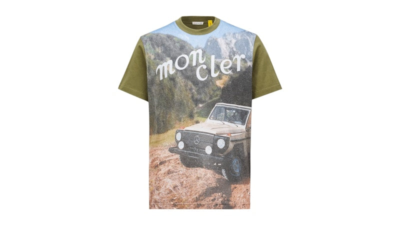 Moncler x Mercedes-Benz NIGO Printed Cotton T-Shirt Olive Green