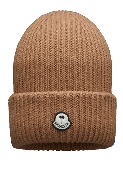 Moncler x Palm Angels Patched Ribbed Beanie Camel