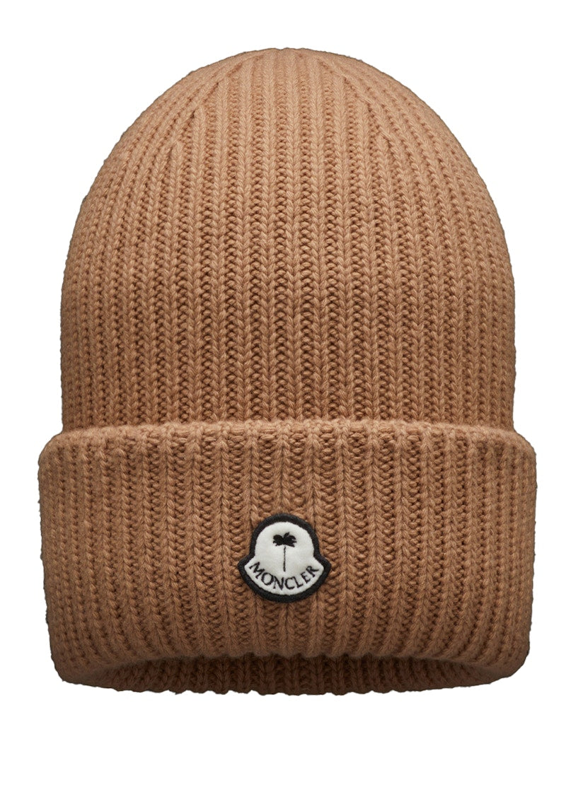 Moncler x Palm Angels Patched Ribbed Beanie Camel