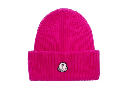 Moncler x Palm Angels Patched Ribbed Beanie Fucshia