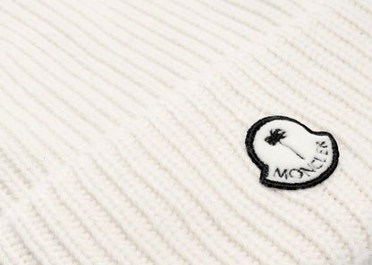 Moncler x Palm Angels Patched Ribbed Beanie FW21 White