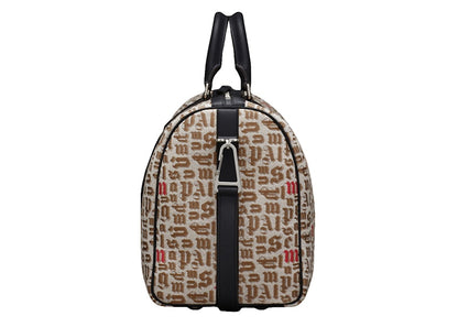 Moncler x Palm Angels Printed Duffle Bag Logo Pattern Jacquard Beige/Black