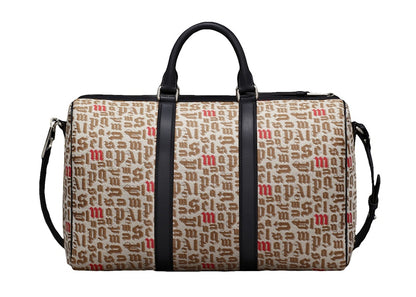 Moncler x Palm Angels Printed Duffle Bag Logo Pattern Jacquard Beige/Black