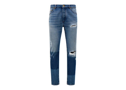 Moncler x Palm Angels Vintage-Effect Jeans Ocean Blue
