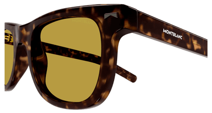 Mont Blanc Rectangular Sunglasses Havana Havana Yellow-Yellow (MB0260S-002)