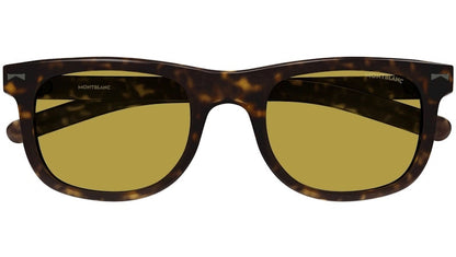 Mont Blanc Rectangular Sunglasses Havana Havana Yellow-Yellow (MB0260S-002)