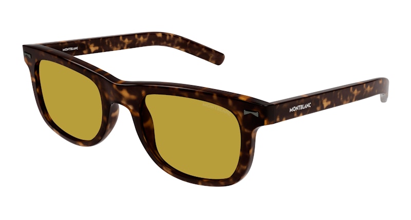 Mont Blanc Rectangular Sunglasses Havana Havana Yellow-Yellow (MB0260S-002)