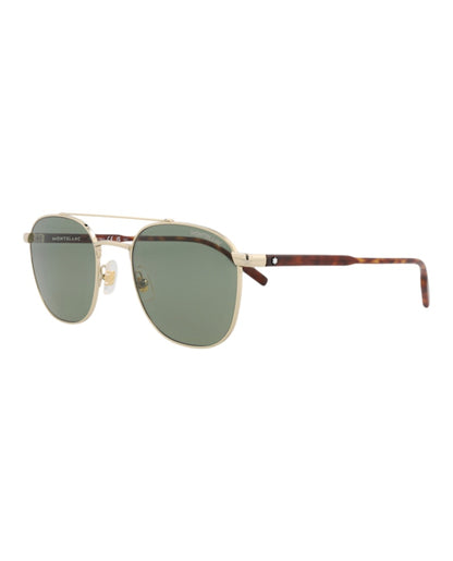 Montblanc Aviator-Frame Metal Sunglasses GOLD HAVANA GREEN (MB0114S-30009067-003)