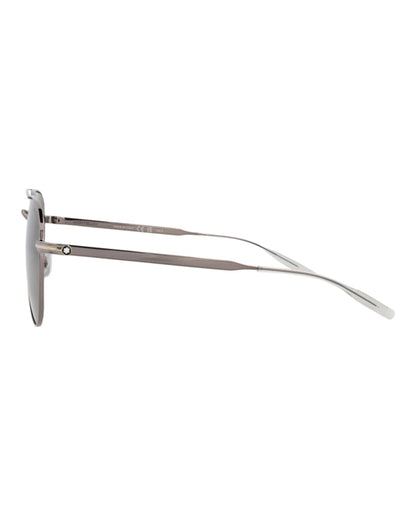 Montblanc Aviator-Frame Metal Sunglasses Ruthenium Ruthenium Green (MB0235S-30013549-002)