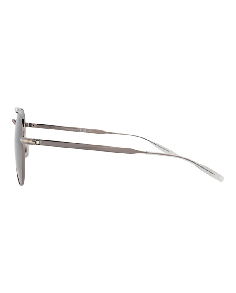 Montblanc Aviator-Frame Metal Sunglasses Ruthenium Ruthenium Green (MB0235S-30013549-002)