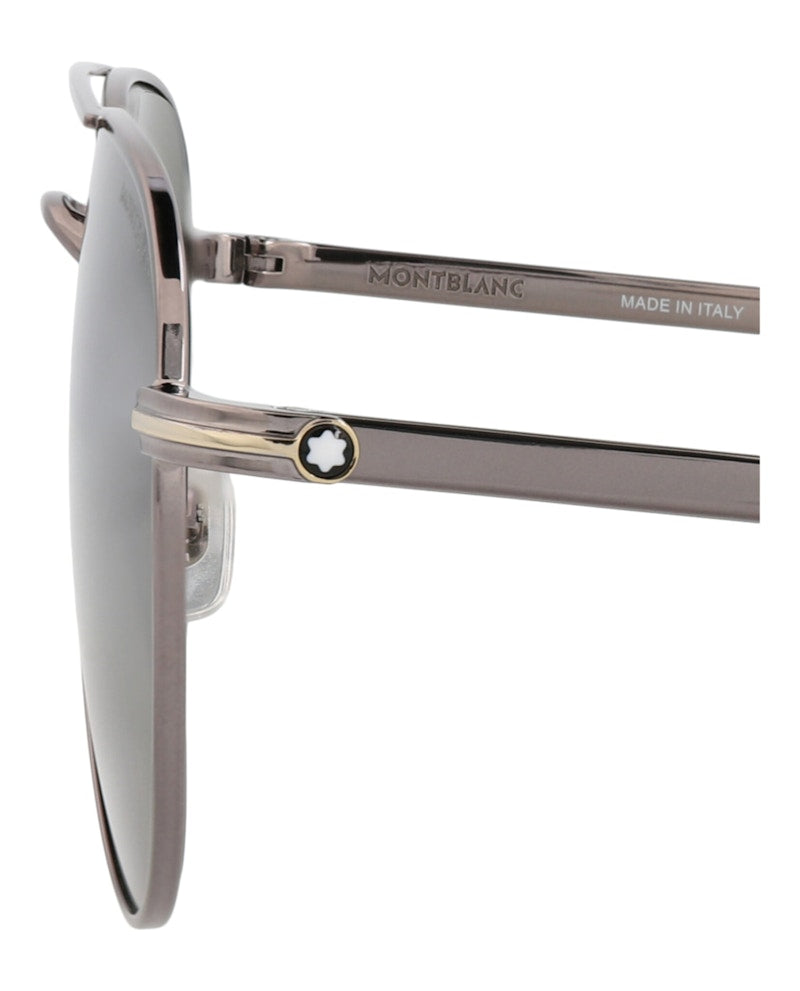 Montblanc Aviator-Frame Metal Sunglasses Ruthenium Ruthenium Green (MB0235S-30013549-002)