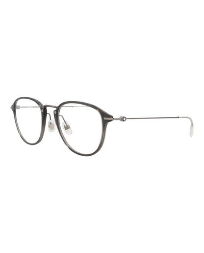 Mont Blanc Round-Frame Injection Optical Frames Grey Ruthenium Transparent (MB0155O-30010178-001)