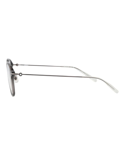 Mont Blanc Round-Frame Injection Optical Frames Grey Ruthenium Transparent (MB0155O-30010178-001)