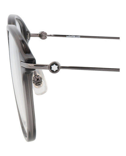 Mont Blanc Round-Frame Injection Optical Frames Grey Ruthenium Transparent (MB0155O-30010178-001)