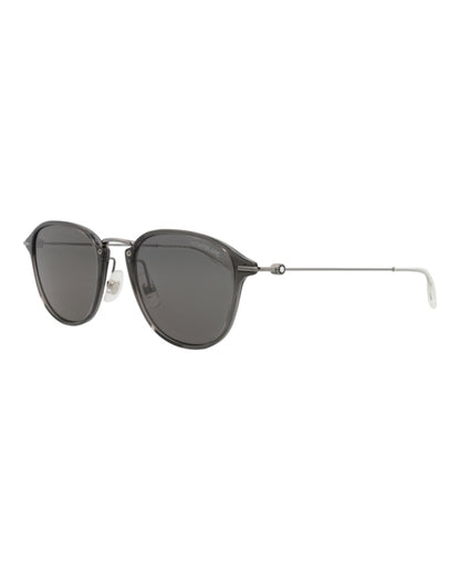 Montblanc Round-Frame Injection Sunglasses GREY RUTHENIUM GREY (MB0155S-30010173-001)