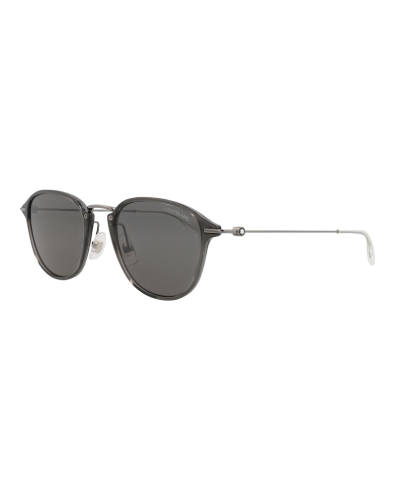 Montblanc Round-Frame Injection Sunglasses GREY RUTHENIUM GREY (MB0155S-30010173-001)