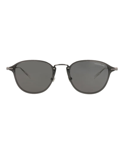 Montblanc Round-Frame Injection Sunglasses GREY RUTHENIUM GREY (MB0155S-30010173-001)