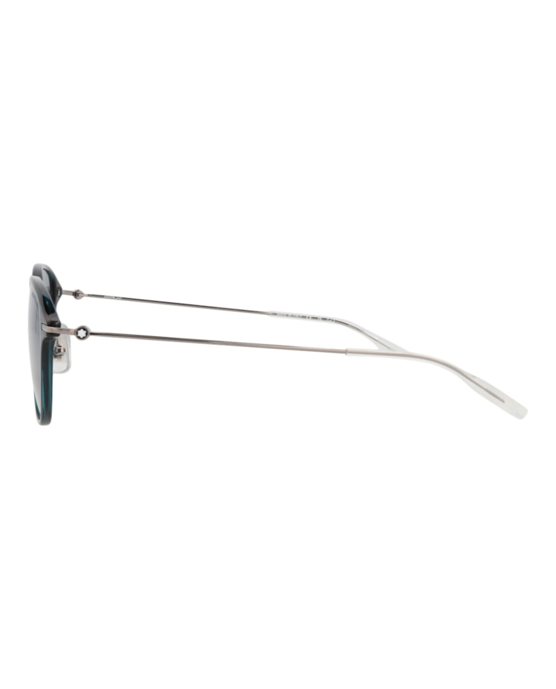 Montblanc Round-Frame Injection Sunglasses Green Ruthenium Grey (MB0155S-30010173-007)