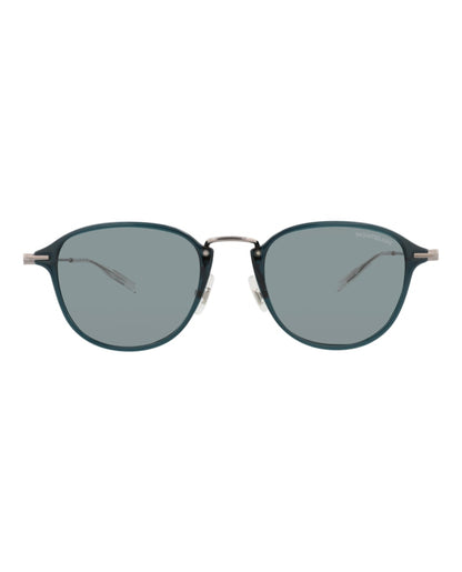 Montblanc Round-Frame Injection Sunglasses Green Ruthenium Grey (MB0155S-30010173-007)
